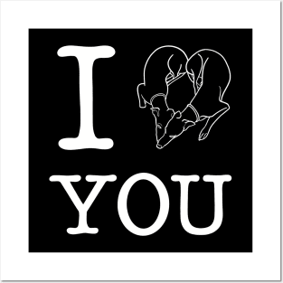 Adorable Greyhound dog lovers design; I heart you, I love you Posters and Art